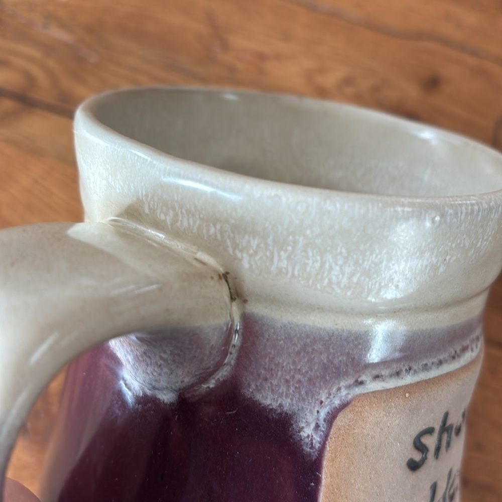 Shoe Goddess Century Stoneware Mug Maroon Cream Pottery Coffee Cup Plum - Picture 7 of 9